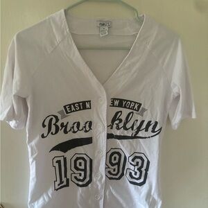 Rue21 White V-Neck Tee with Branded Tag